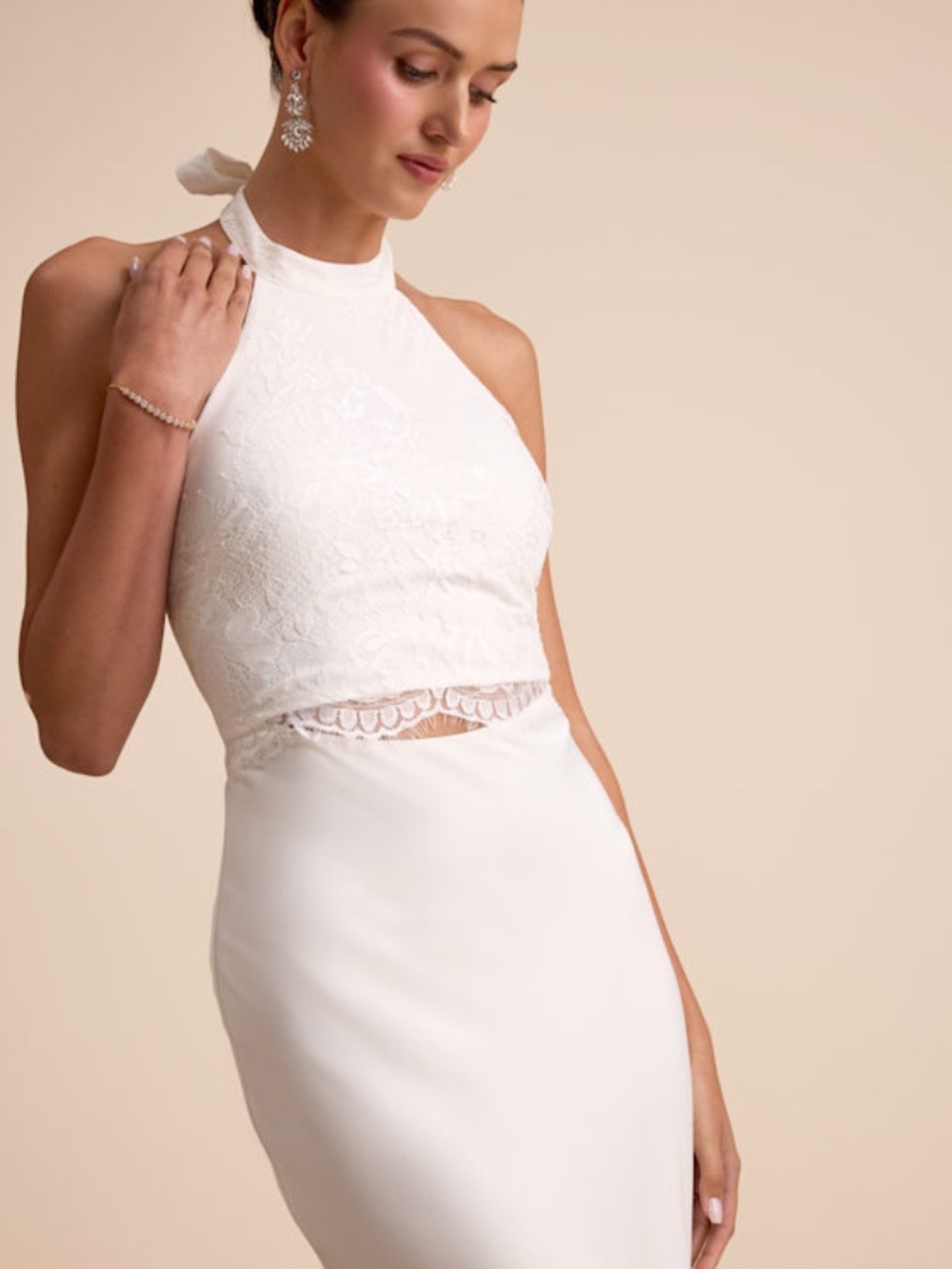 Lulus Atenea White Lace Cutout Halter Mermaid Maxi Dress - Size XL